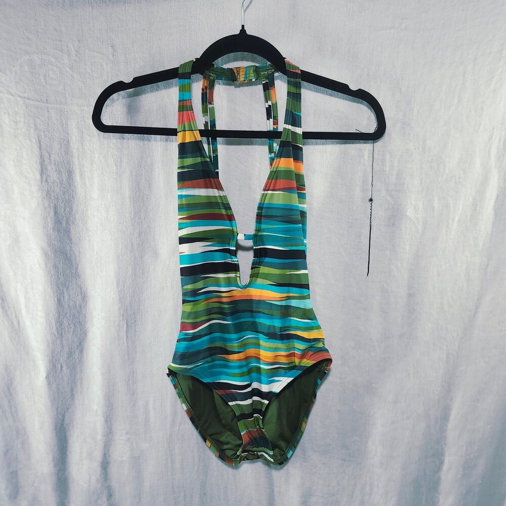 Womens Size 6  Vince Camuto One Piece Bathingsuit Cinched Bottom Bright Print